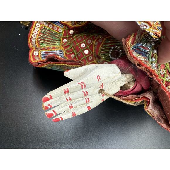 Vintage Thailand Asian Marionette Wooden Puppet Hand Painted 14” Ornate Nice! - Picture 6 of 9